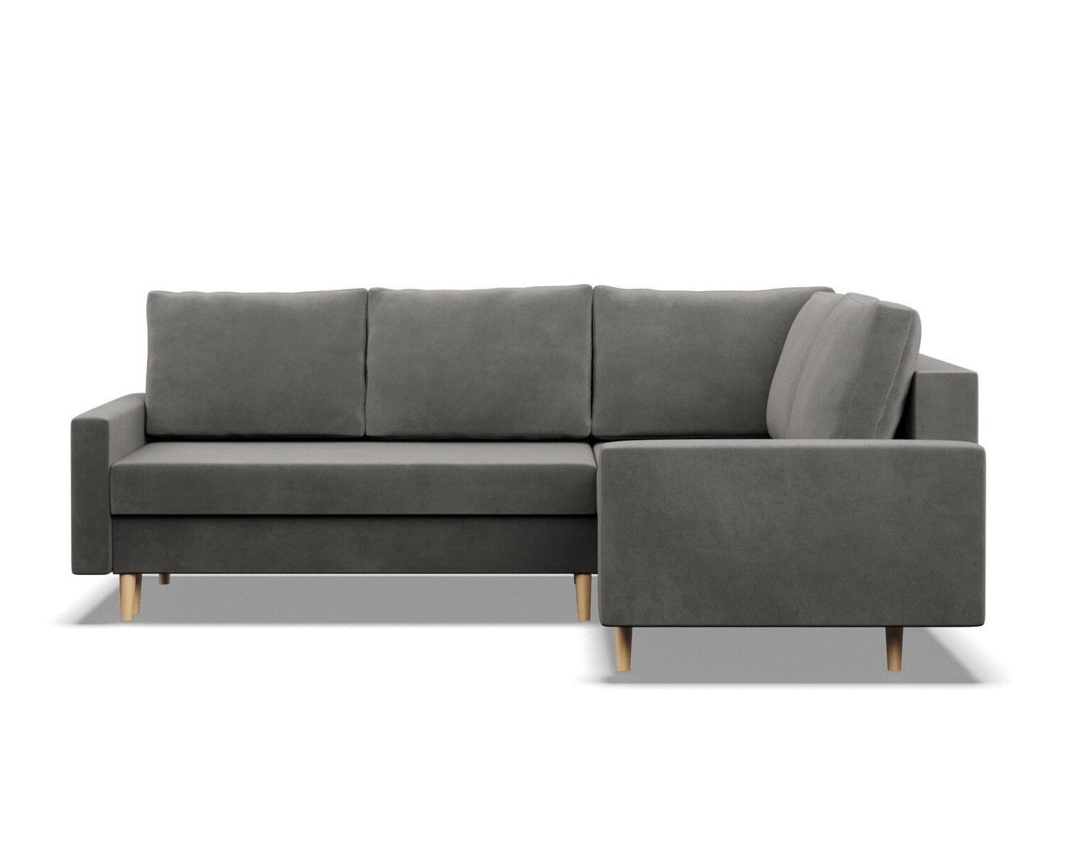 Duży narożnik, prawy, MILO, velvet, 223x172x92 cm, jasny szary