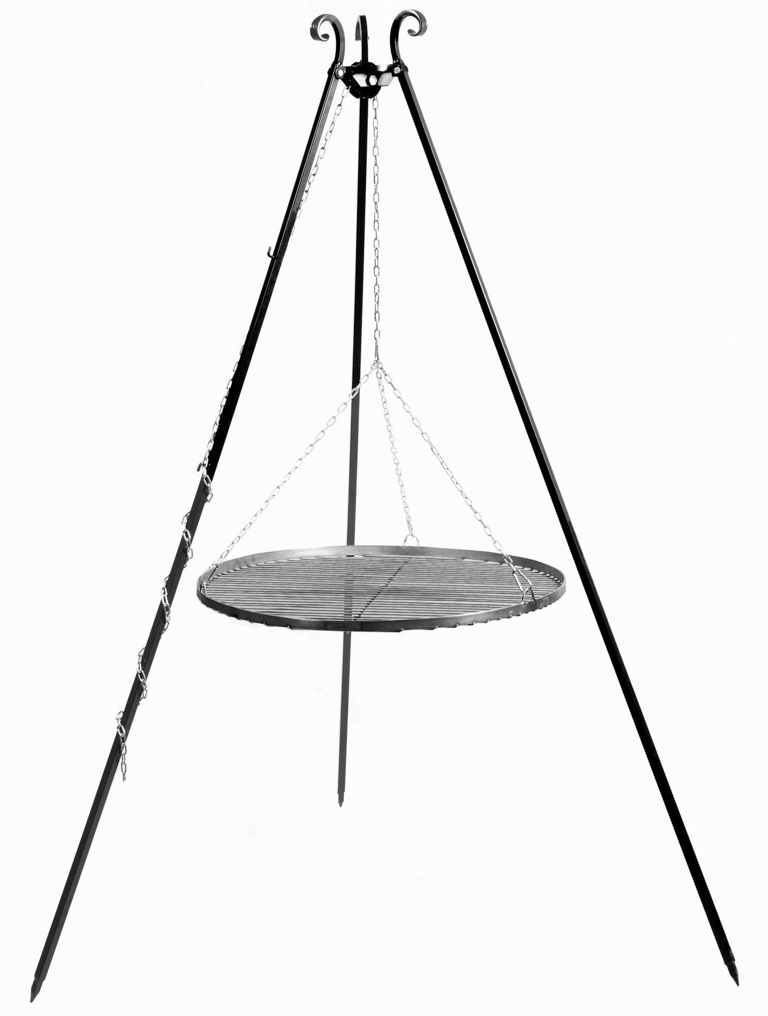Grill na trójnogu 180 cm, TRIVO, ruszt stal naturalna, 50 cm