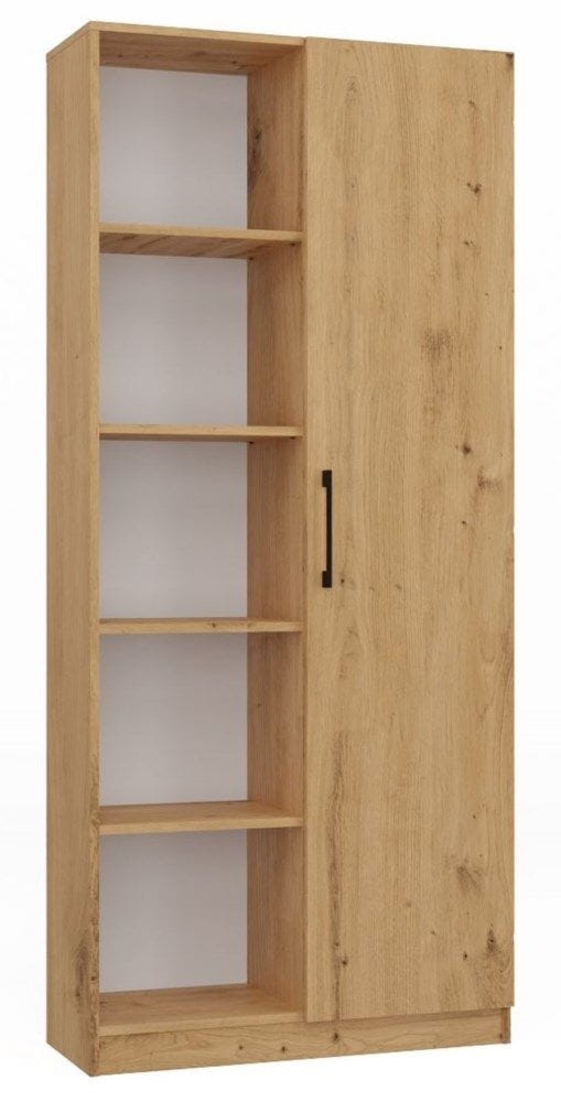 Duży regał półotwarty, 10 półek, 80x30x182 cm, dąb artisan