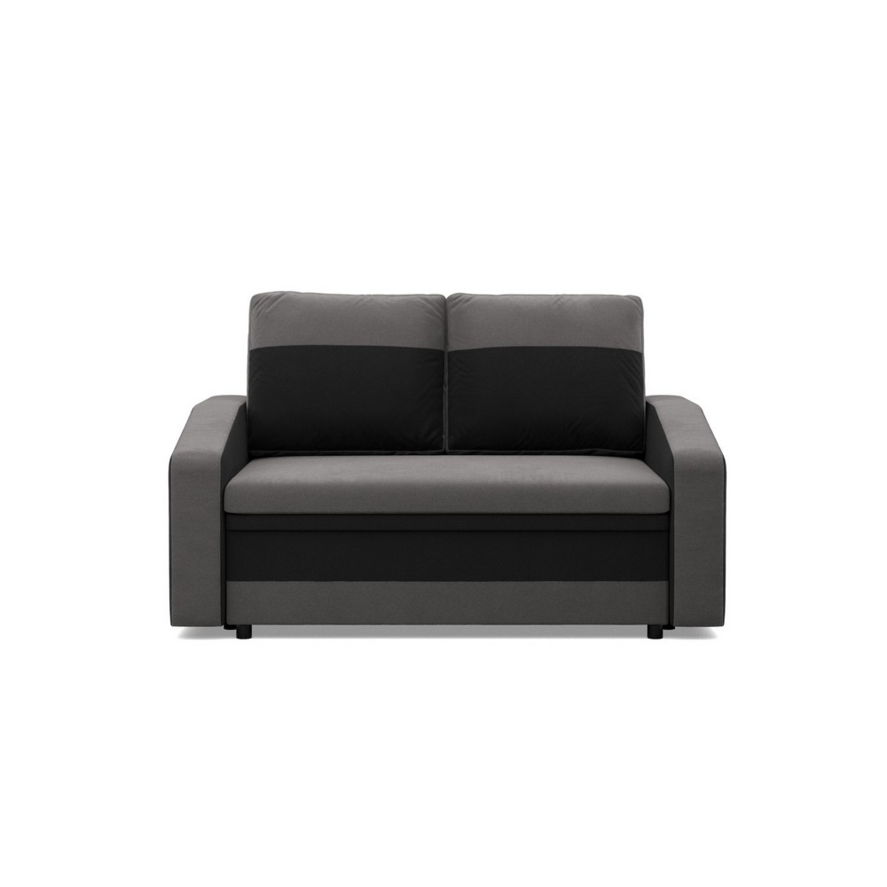 Sofa rozkładana, mikrofaza, AURELO, 148x87x90 cm, szary, czarny