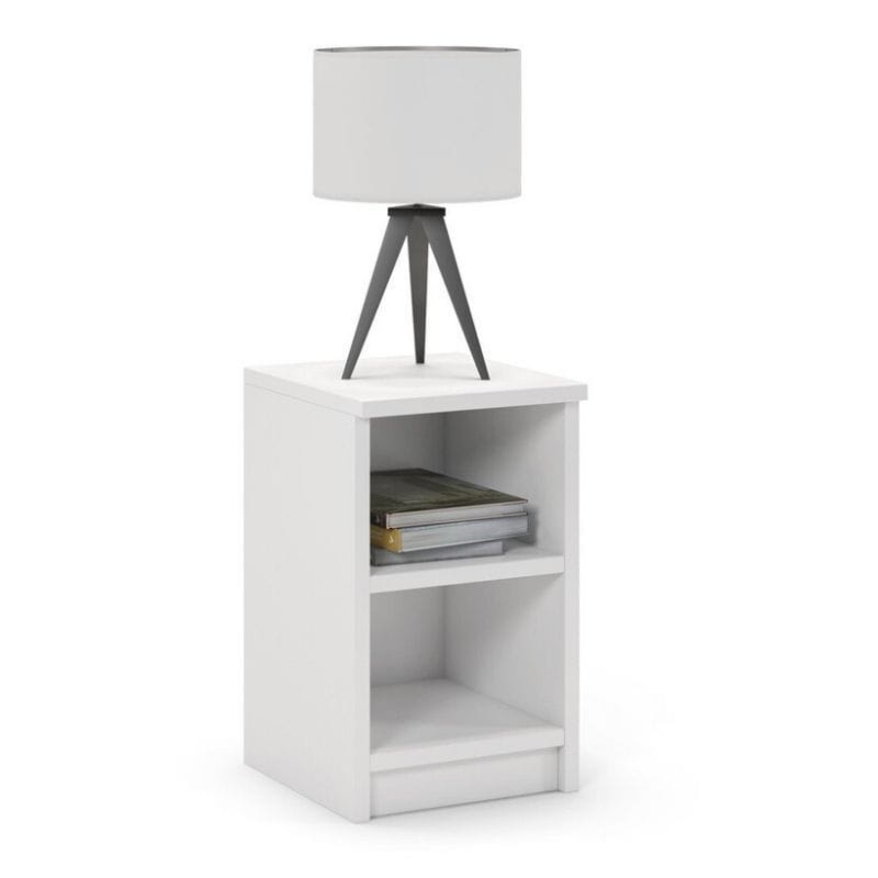 Stolik nocny, otwarta, FORTIS, 30x30x45 cm, biel, mat