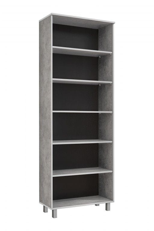 Duży regał na książki, segregatory, Tim, 80x38x220 cm, jasnoszary, mat