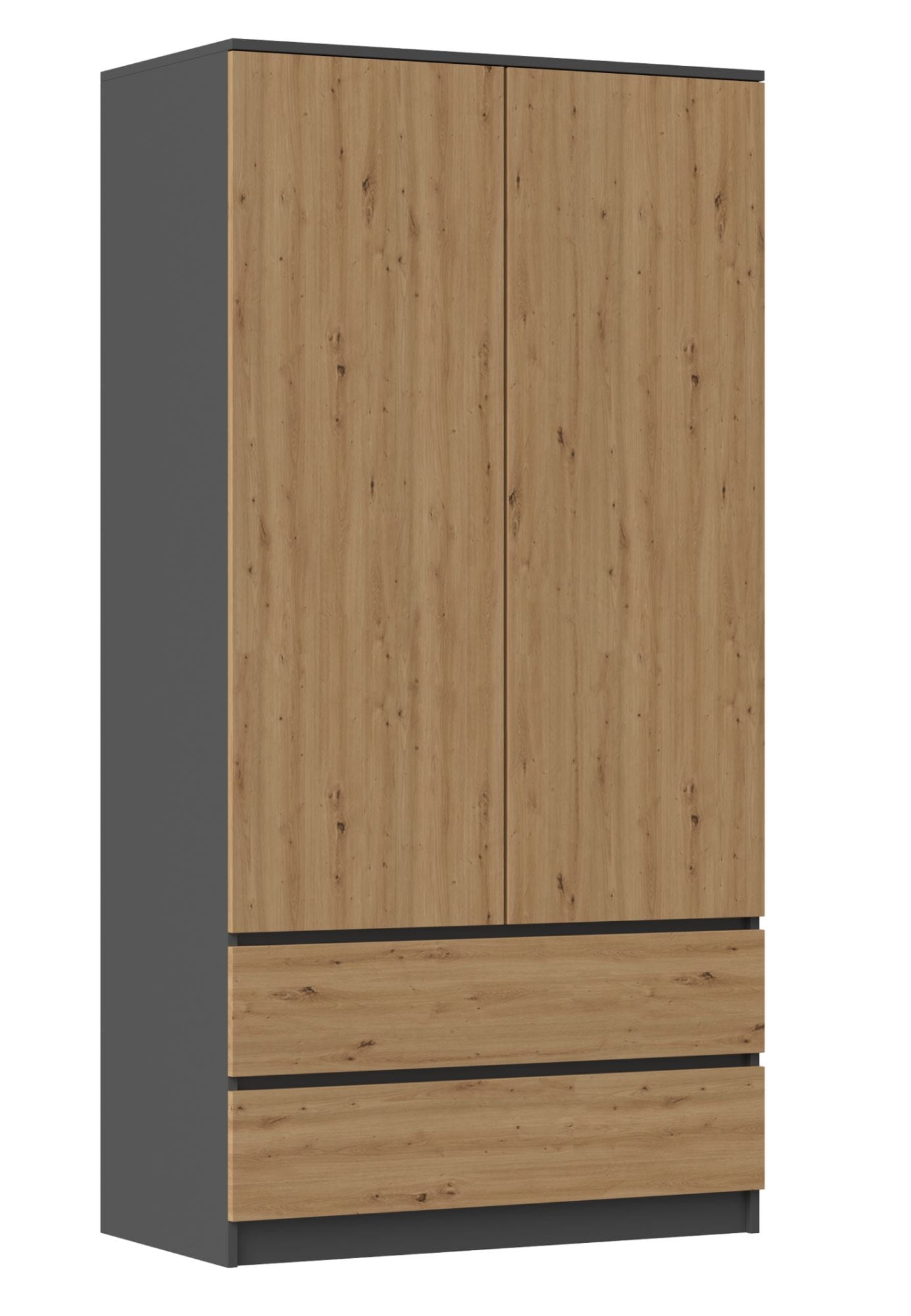 Szafa do sypialni, garderoba, Malwa SS-90, 90x50x180 cm, antracyt, dąb artisan