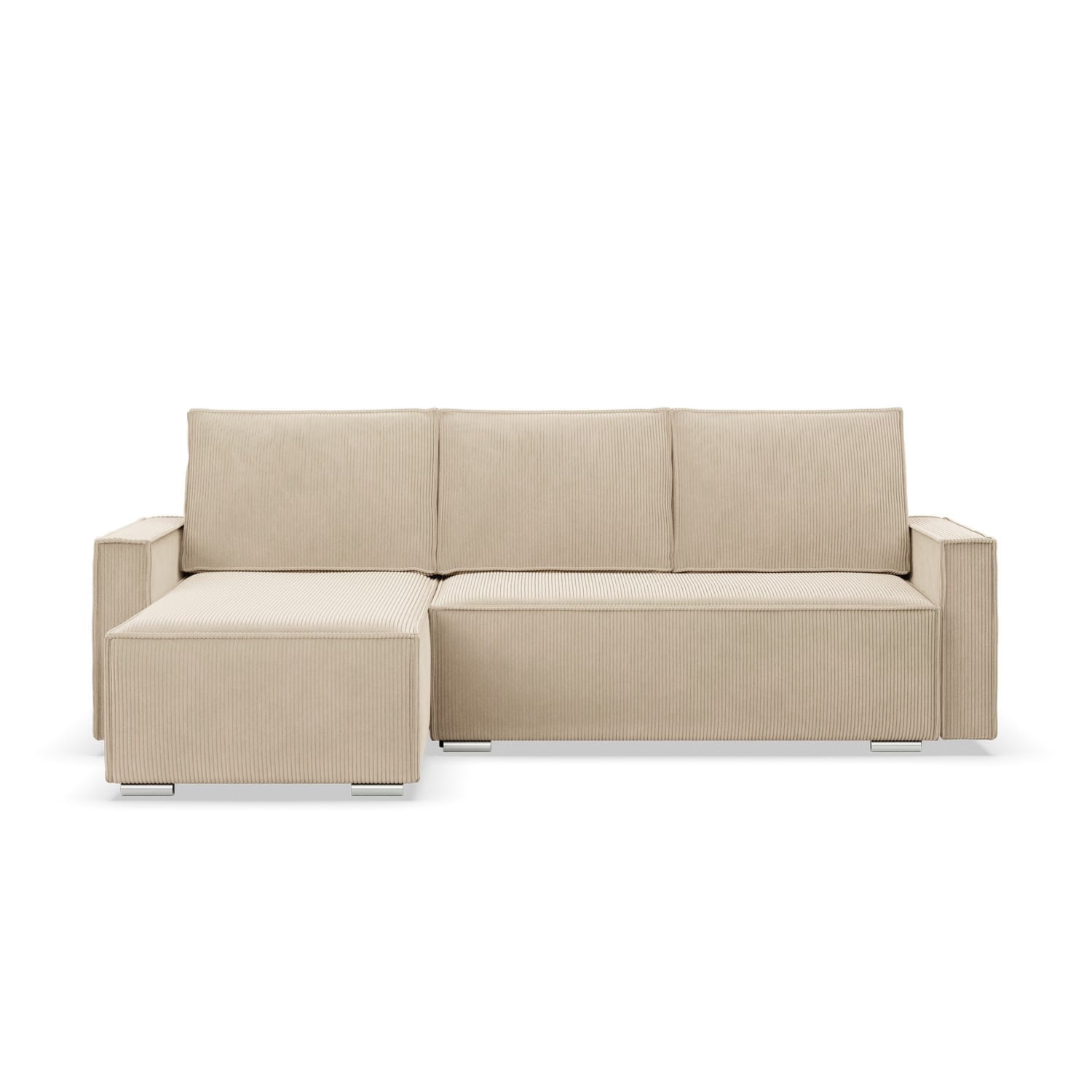 Narożnik z funkcją spania, sztruks, Union, 231x142x92 cm, beżowy