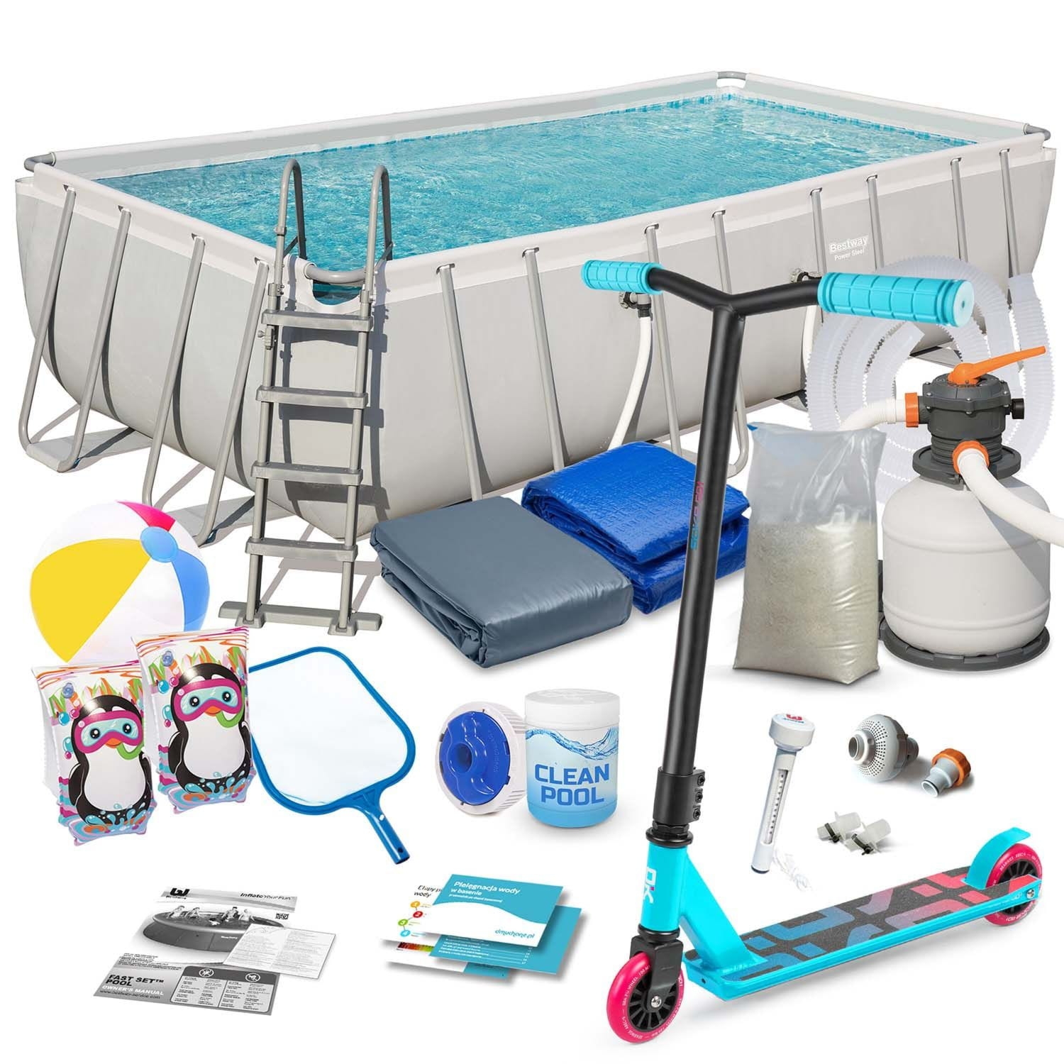 Basen ogrodowy stelażowy, 17w1, Bestway, 549x274x122 cm + hulajnoga GRATIS