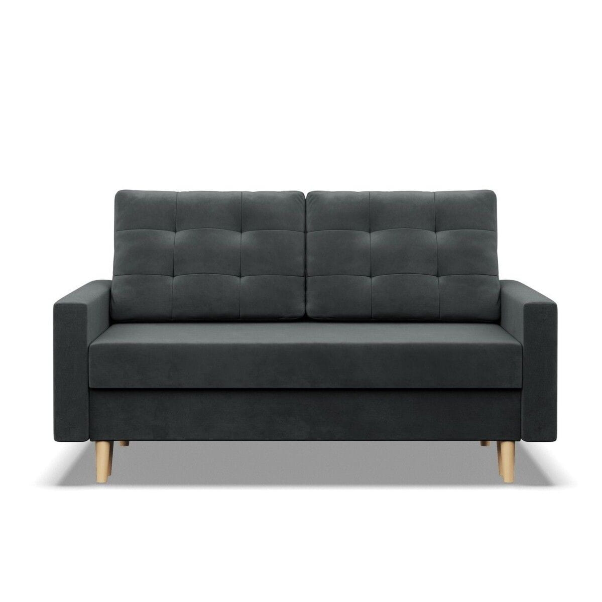 Sofa rozkładana, MILO, velvet, 152x92x92 cm, ciemny szary