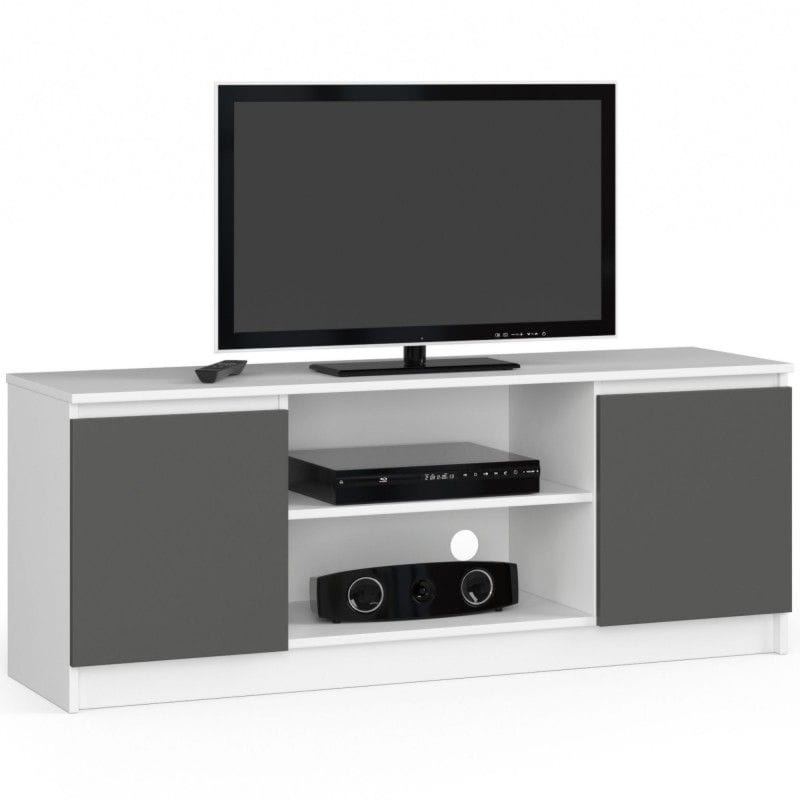 Szafka rtv, stolik, NOVA, 140x40x55 cm, biel, grafit szary, mat
