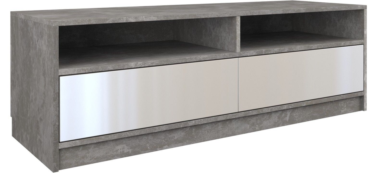 Szafka pod telewizor, stolik rtv, karo, 120x40x45 cm, beton, biel, połysk