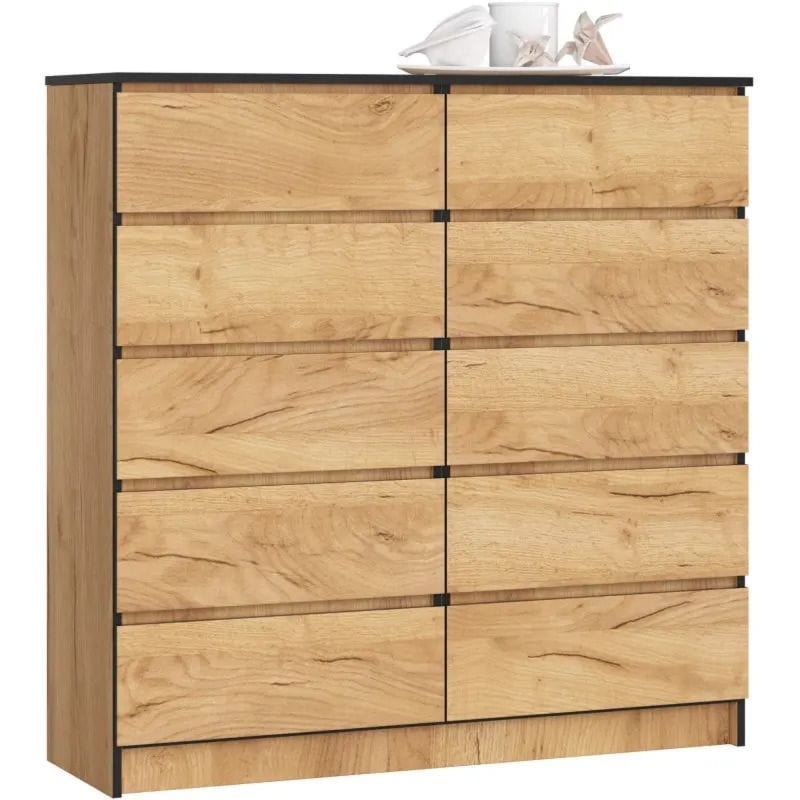 Komoda do salonu, sypialni, STILO, 10 szuflad, 120x40x121 cm, dąb craft, mat