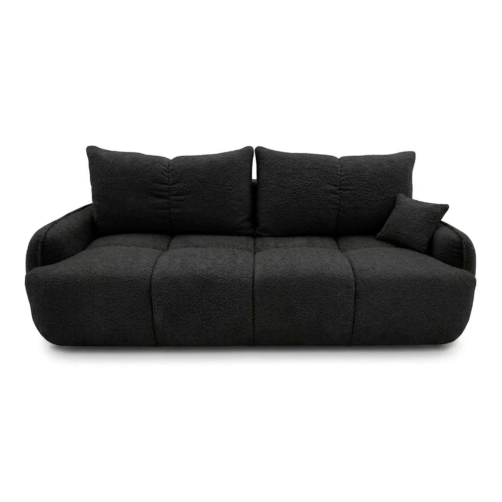 Nowoczesna kanapa, boucle, BRISO, 243x102x93 cm, czarny