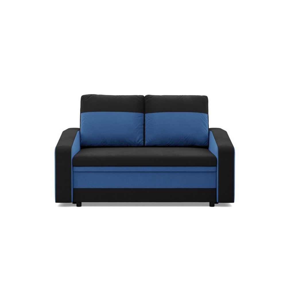 Sofa rozkładana, mikrofaza, AURELO, 148x87x90 cm, czarny, granatowy