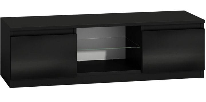 Szafka pod telewizor, stolik rtv, 120x40x36 cm, czerń, połysk