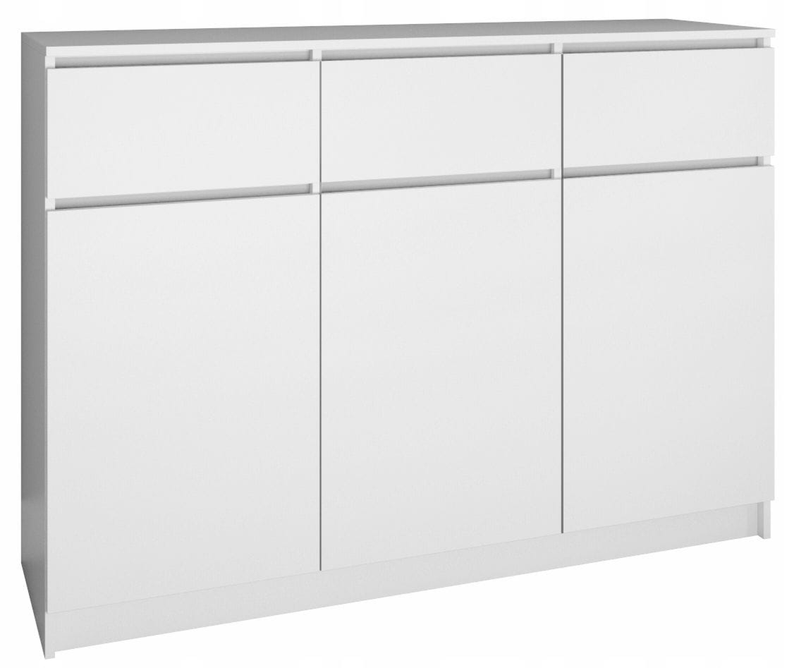 Komoda do sypialni, pokoju, 3D3S, 120x40x97 cm, biel, mat