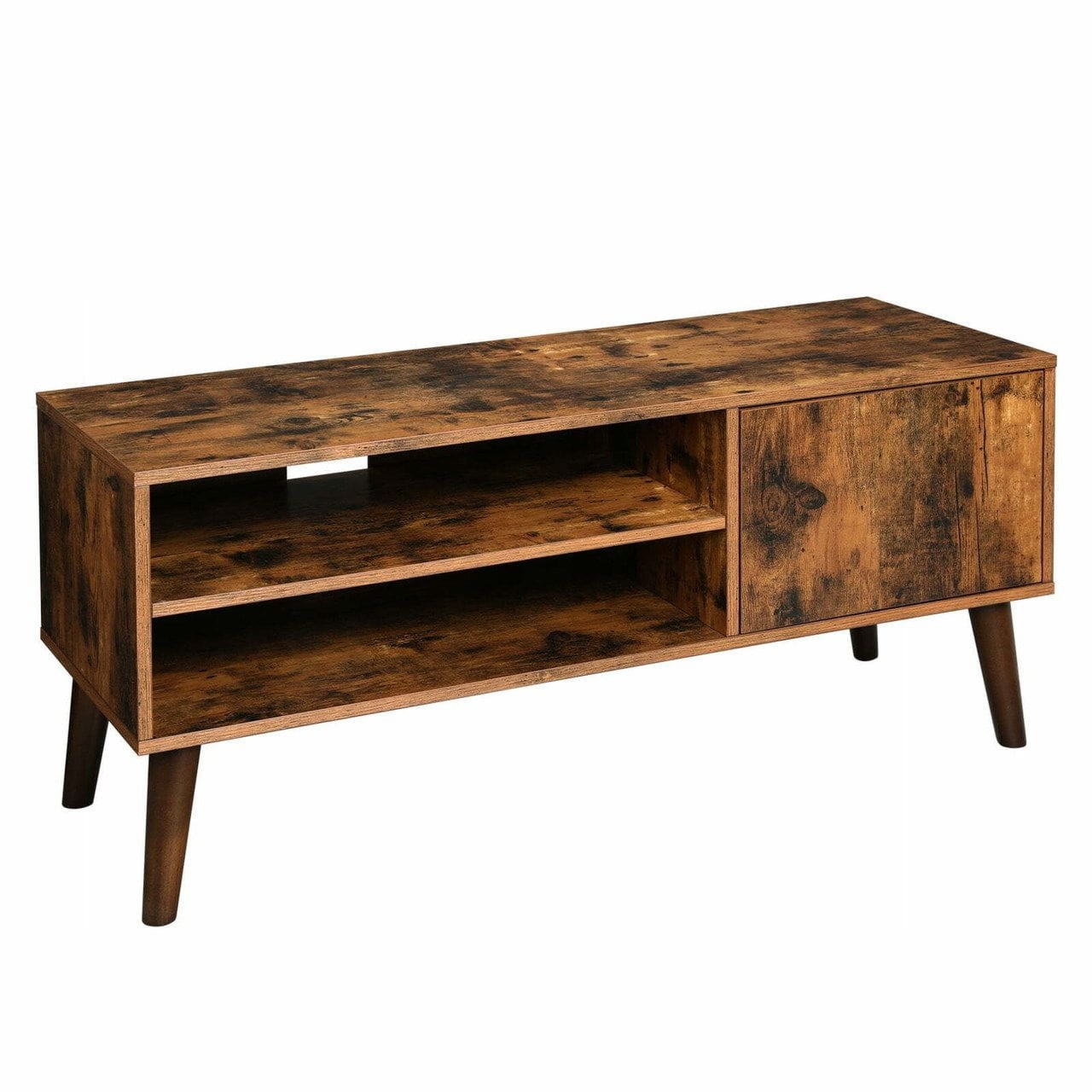 Szafka RTV retro, 110x40x49 cm, ciemny brąz, czarny, mat