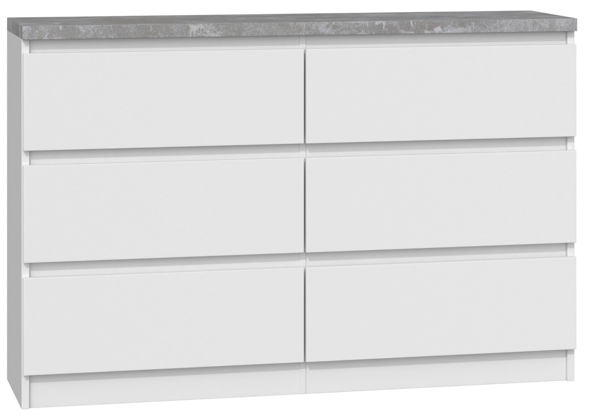 Komoda do sypialni, salonu, M6, 120x30x77 cm, biel, beton, mat