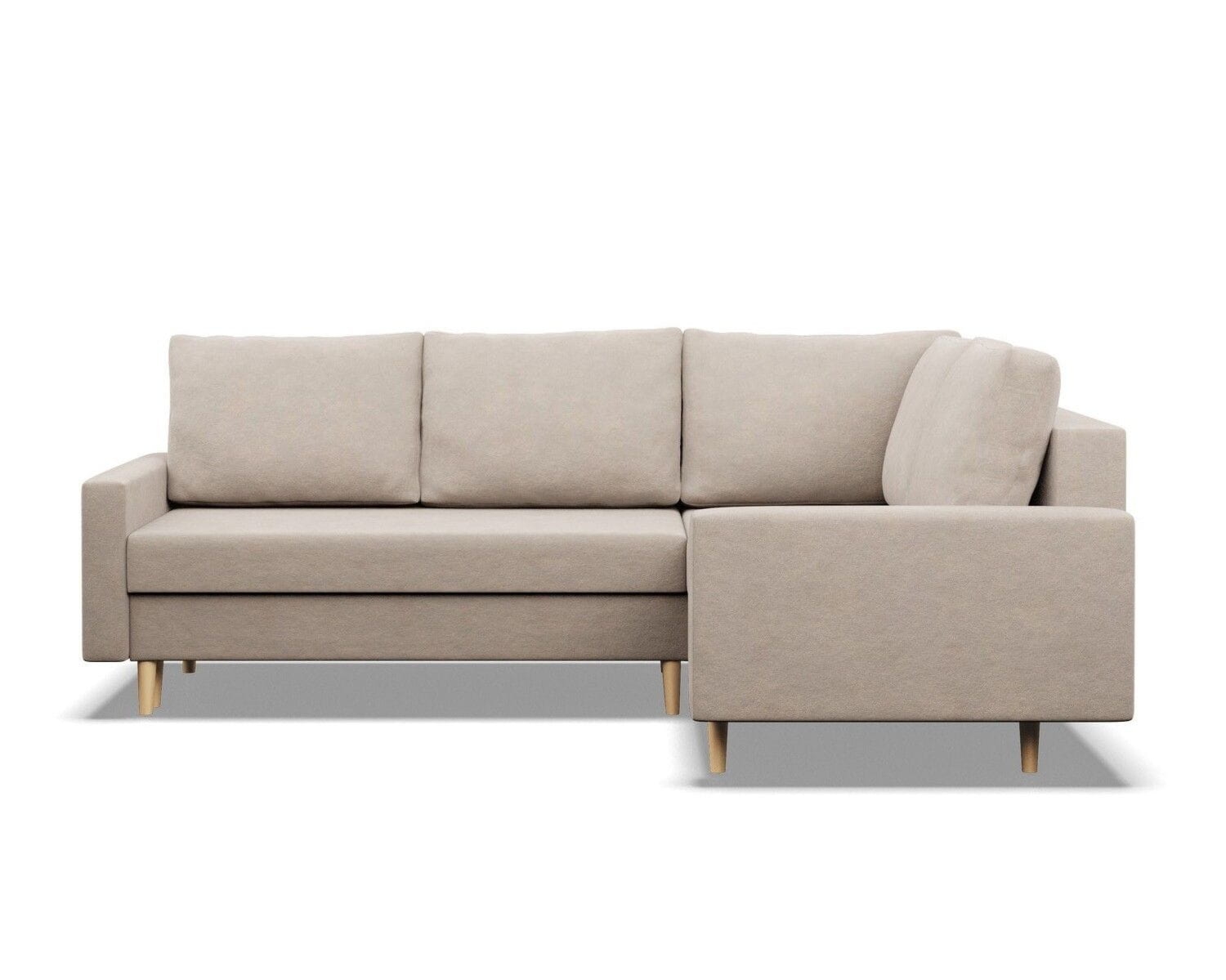 Duży narożnik, prawy, MILO, velvet, 223x172x92 cm, beżowy