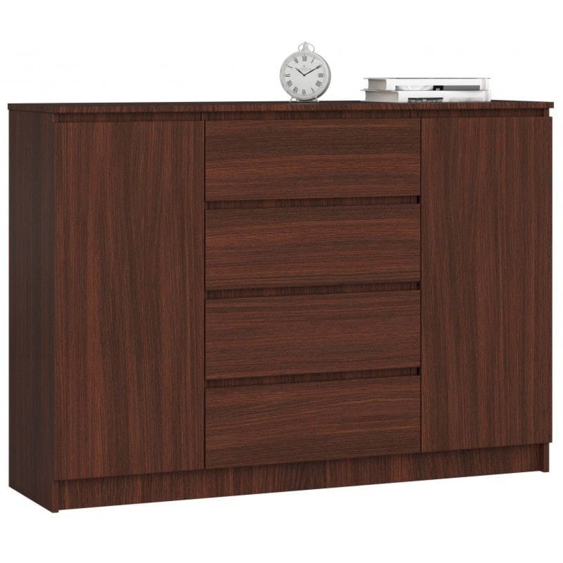 Komoda do sypialni, 4 szuflady, półki, CANTO, 140x40x99 cm, wenge, mat