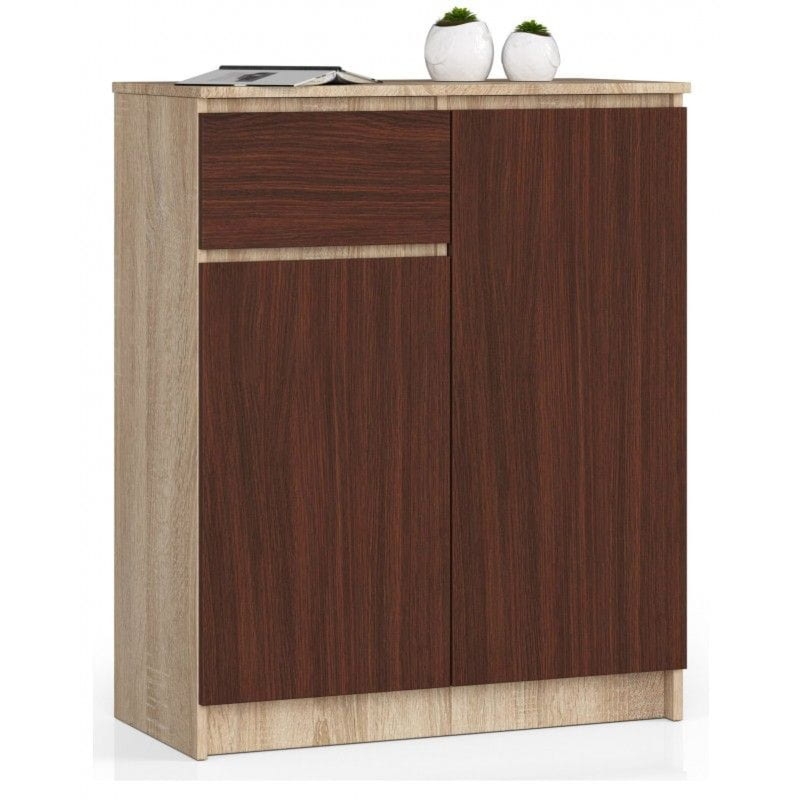 Komoda do sypialni, drzwi, szuflada, NOAH, 80x40x99 cm, dąb sonoma, wenge, mat