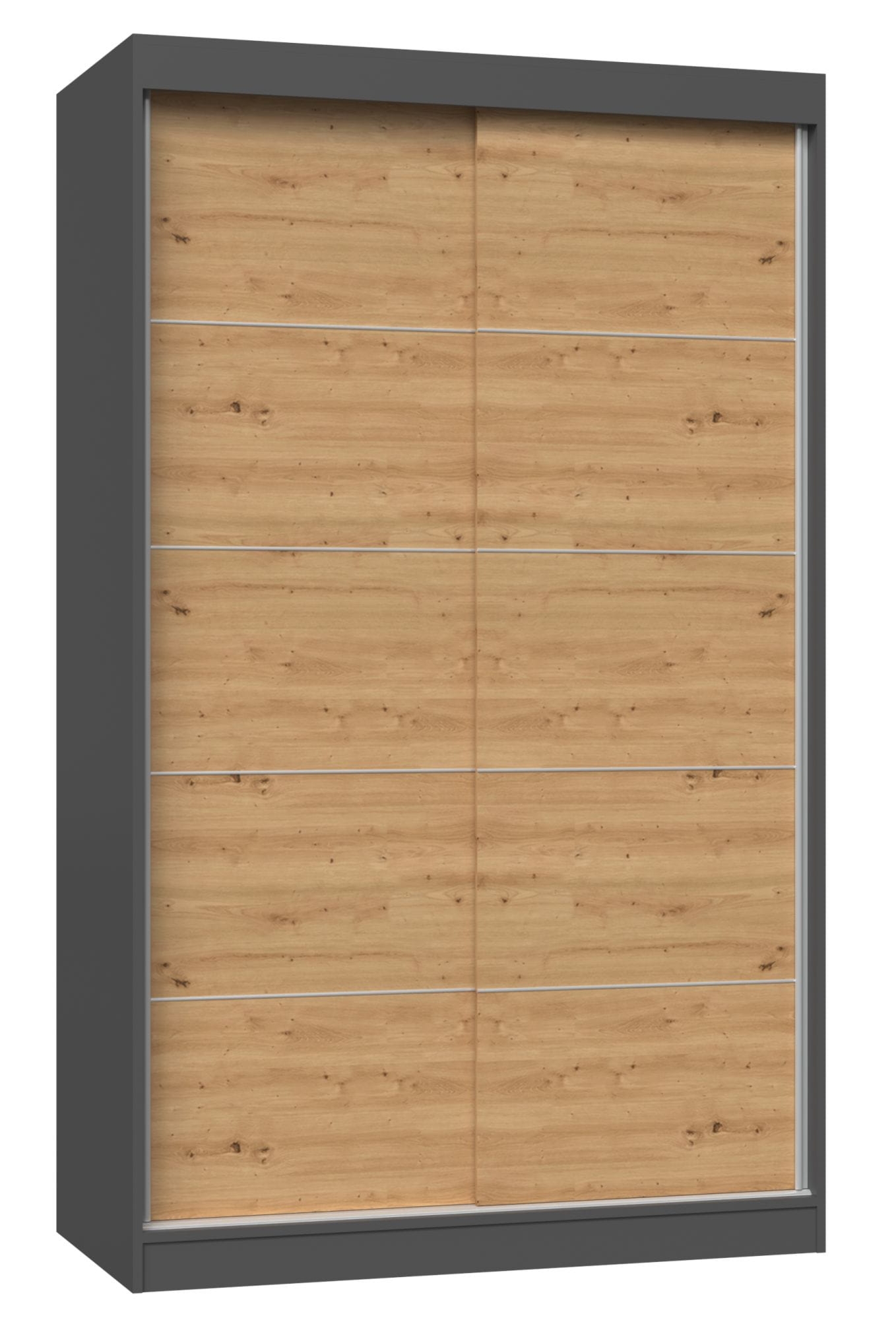 Szafa przesuwna, szprosy, Iga, 120x61x200 cm, antracyt, dąb artisan, mat
