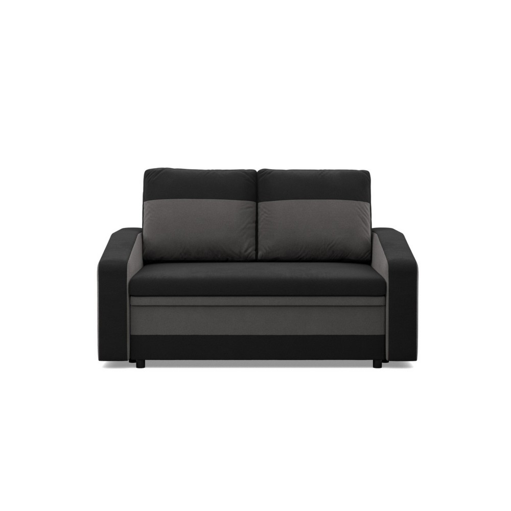 Sofa rozkładana, mikrofaza, AURELO, 148x87x90 cm, czarny, szary