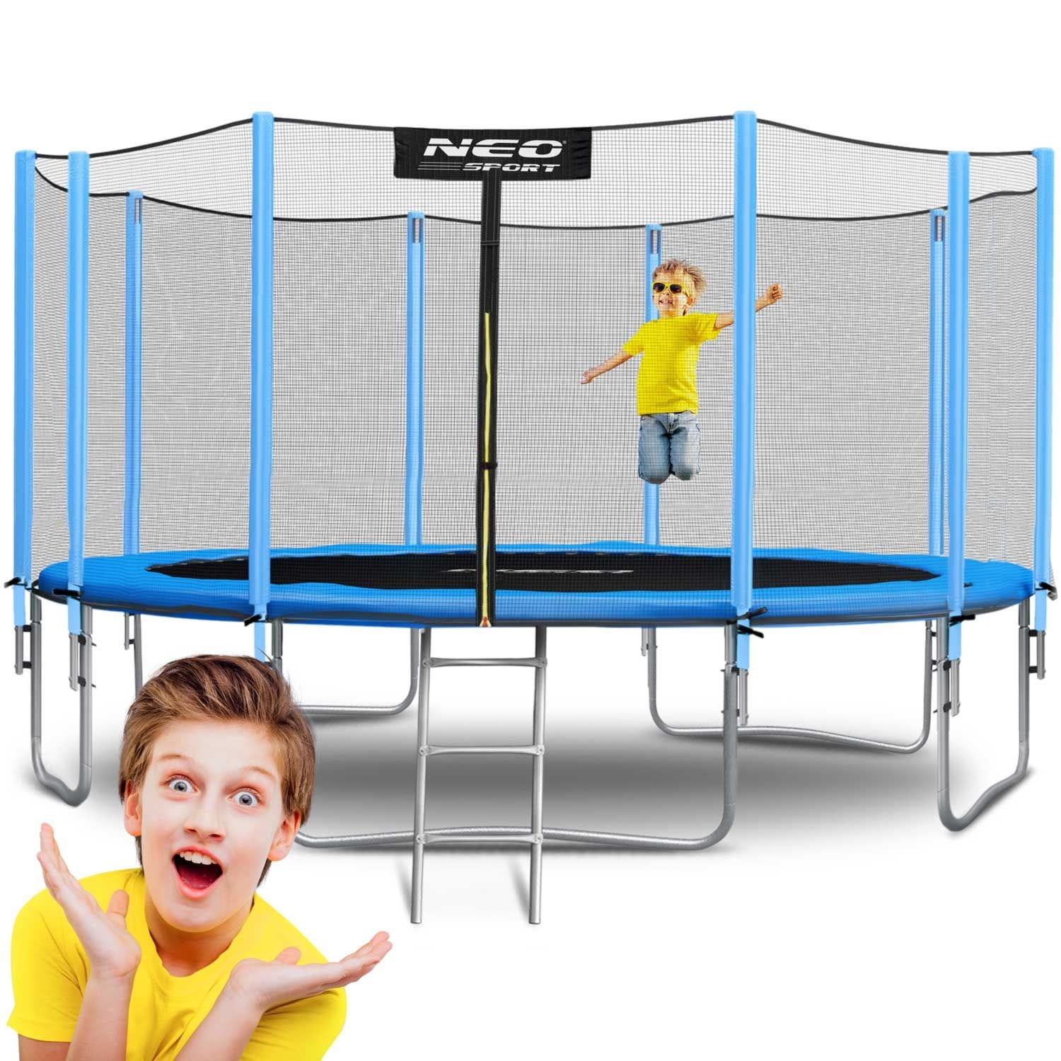 Trampolina ogrodowa, siatka zewnętrzna i drabinka, 15ft, 465 cm