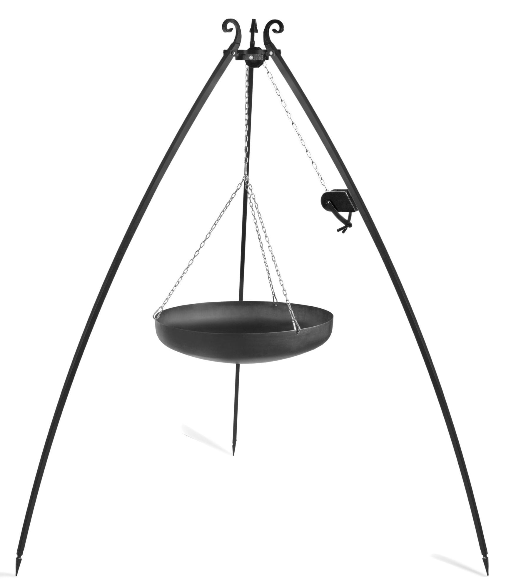 Wok na trójnogu z kołowrotkiem 200 cm, LARGO, stal naturalna, 60 cm