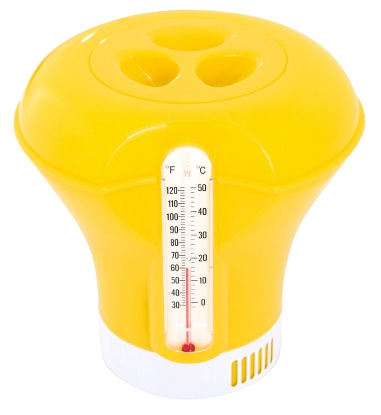 Dozownik chemii basenowej z termometrem, Bestway, 18,5 cm, żółty