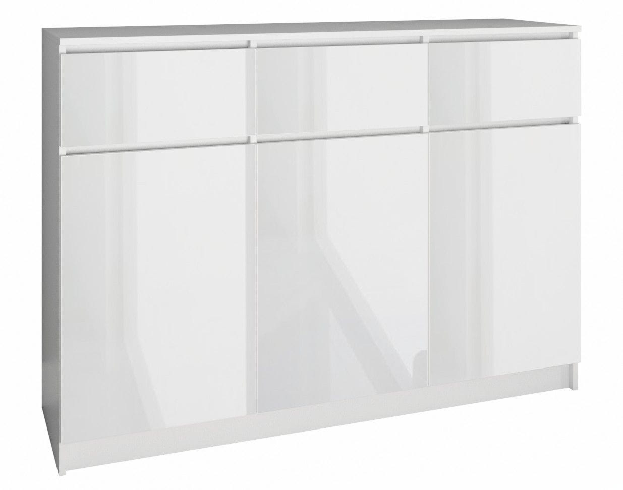 Komoda do sypialni, pokoju, 3D3S, 120x40x97 cm, biel, połysk