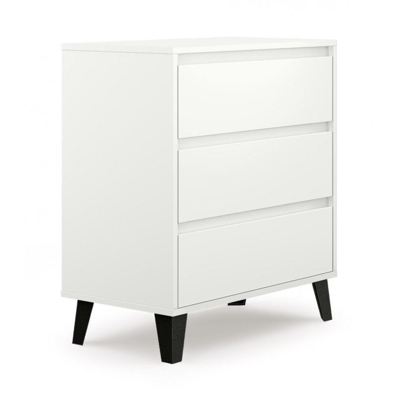 Mała komoda z szufladami, Scandi, 70x39x79 cm, biały, mat