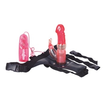 SexShop - Uprząż z wibratorem i stymulatorem Dual Tech Strap-On Rabbit - online
