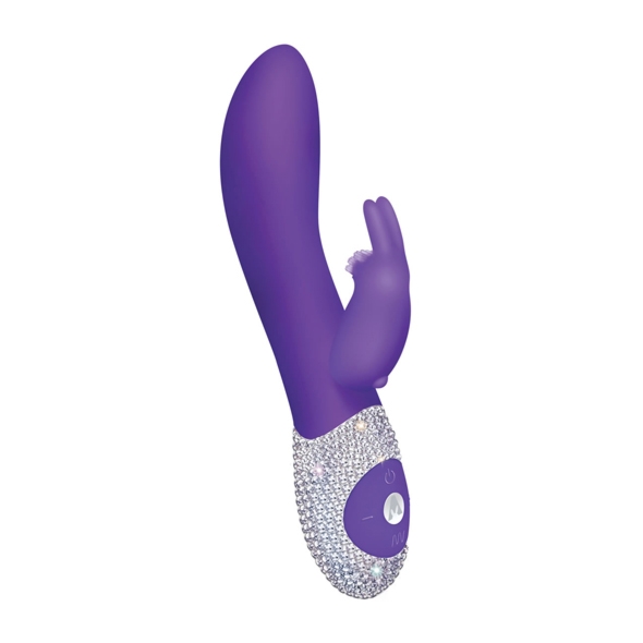SexShop - Zdobiony wibrator ze stymulatorem - The Rabbit Company The Classic Rabbit Bling Fioletowy - online