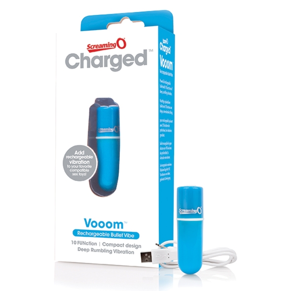 Sexshop - The Screaming O Charged Vooom Bullet Vibe  Niebieski - Podręczny wibrator pocisk - online