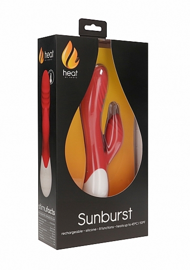 PODGRZEWANY wibrator RABBIT Punkt G Sunburst - Sunburst - Rechargeable Heating G-Spot Rabbit Vibrator - Red