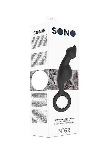 DILDO z metalowym pierścieniem No. 62 - No. 62 - Dildo With Metal Ring - Black