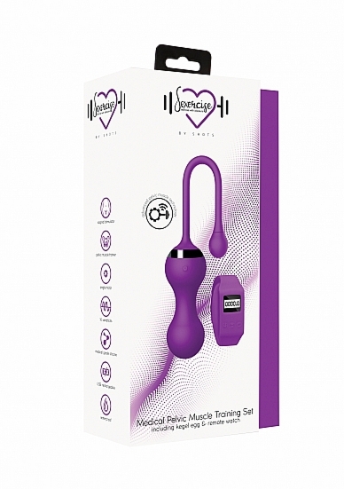 KULKI do ćwiczenia mięśni Kegla + MONITOR ZEGAREK - Kegel Egg - Purple