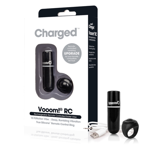 Sexshop - The Screaming O Charged Remote Control Vooom Bullet Czarny - Potężny mini wibrator ze zdalnym sterowaniem - online