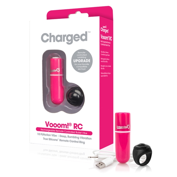 Sexshop - The Screaming O Charged Remote Control Vooom Bullet  Różowy - Potężny mini wibrator ze zdalnym sterowaniem - online